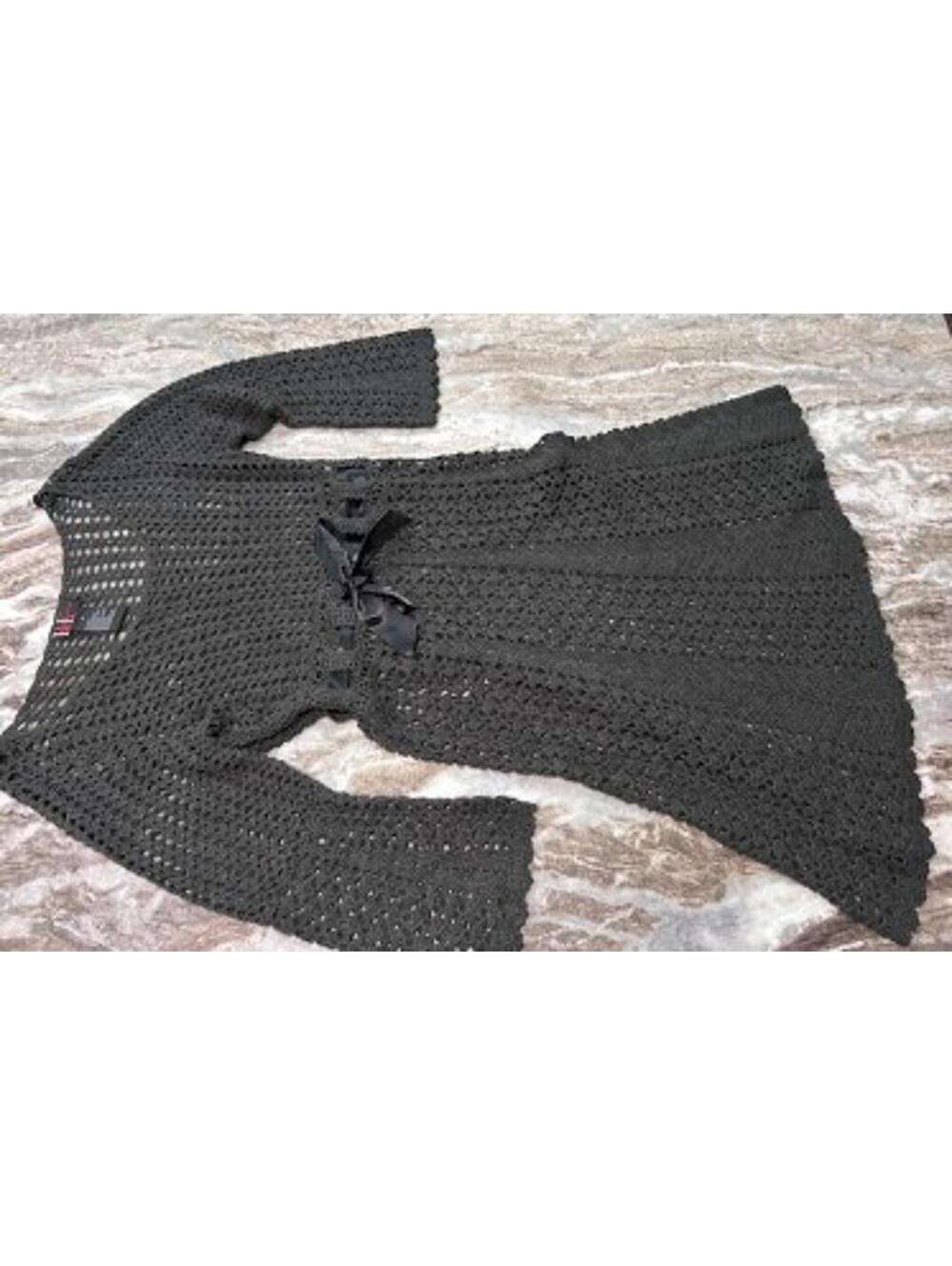 🖤 R & K Originals Charcoal Crochet Drama Dress M*Dark Academia/Romantic Goth - Picture 4 of 7